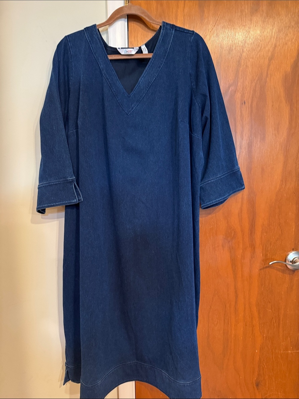 D&Co Dark Indigo V-Neck Denim Shift Dress